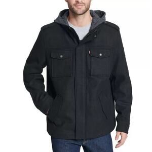 Men's Small Levi's Black Coat Jacket Hooded Military Inspired Utility StreetWear